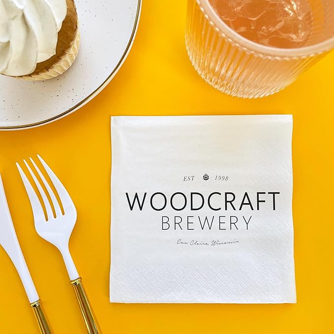 Big Dot of Happiness Custom Logo Party Napkins, Personalized Corporate Branded Business Decor, Your Logo Here White 3-Ply Paper Beverage Napkins - 150 Count