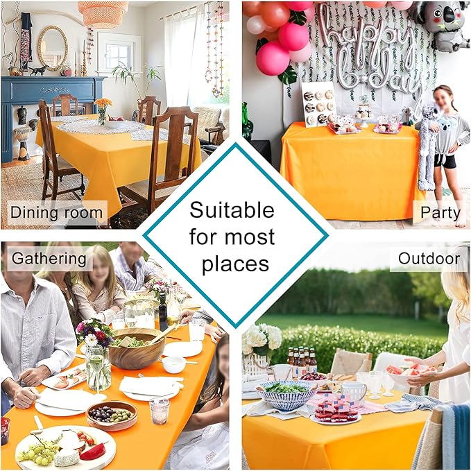 Hiasan Solid Square Tablecloth - Waterproof and Spillproof Washable Table Cloth for Dining Tables, Orange Yellow, 54 x 54 Inch