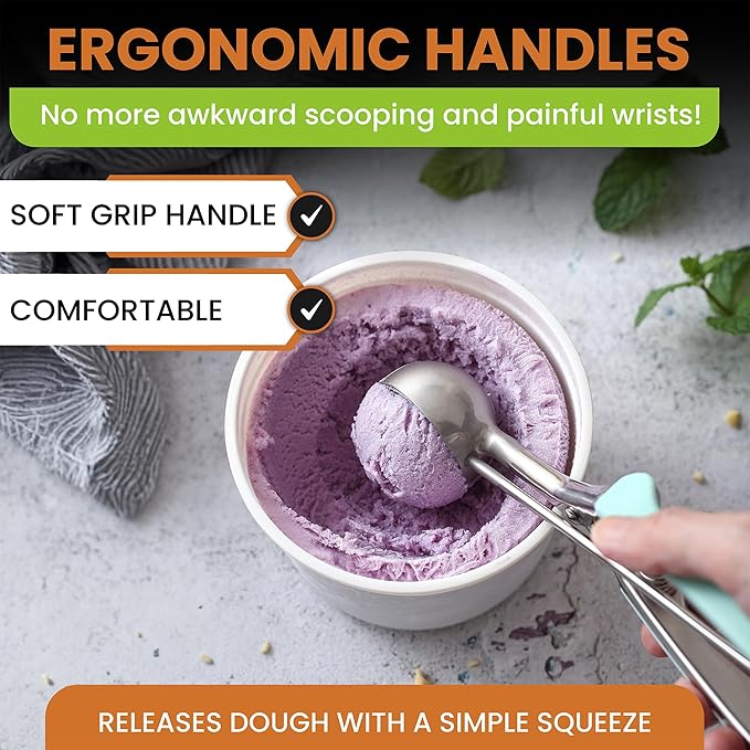 Spring Chef Large #20 Stainless Steel Cookie Scoop for Baking - Melon Baller - Multifunctional 2.93 Tbsp Cookie Scooper with Trigger Release for Ice Cream, Meatball, Cupcake, Muffin - Mint