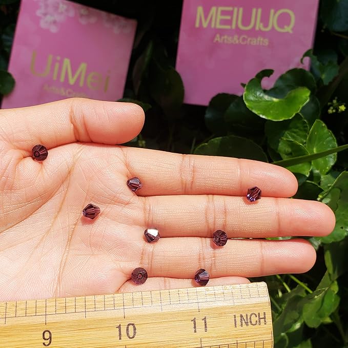 6mm Bicone 450Pcs Violet Crystal Glass Beads Faceted Bicone Shape Crystal Glass Spacer Beads for Bracelet Necklace Decorative Hand Jewelry Making (Violet, 6MM)