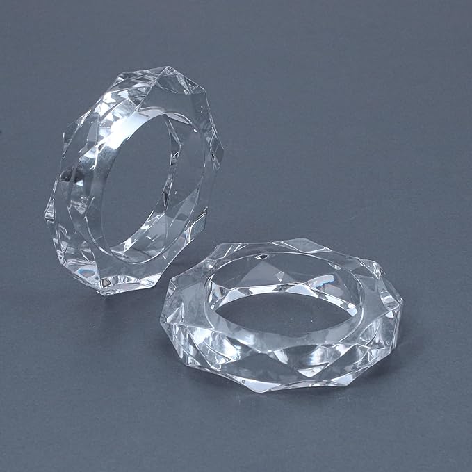 Transparent Acrylic Napkin Rings - Set of 12 Elegant Serviette Holders for Wedding, Party, Dining Table & Holiday Décor - Clear Napkin Rings by ALPHA Living HOME
