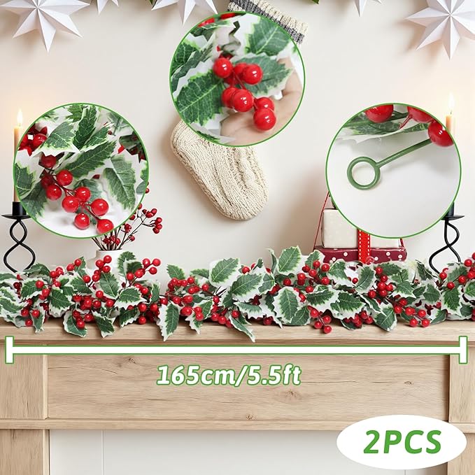 MAKHOT 2-Piece Christmas Garland Suitable for Christmas Holiday Fireplace Indoor and Outdoor Decor.