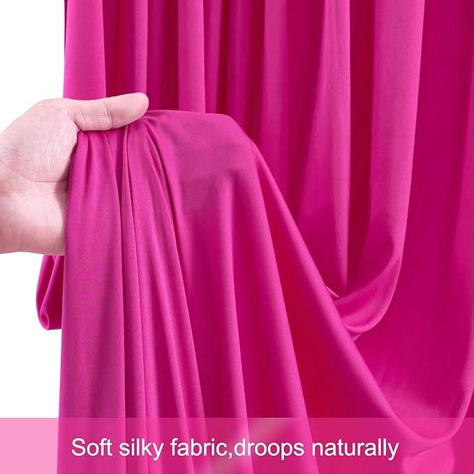 50ft x 12ft Hot Pink Backdrop Curtains Wrinkle Free Backdrop Curtain for Wedding Parties Pink Fabric Backdrops Drapes Back Drop Cloth Bridal Shower Stage Curtains Wedding Decorations for Reception