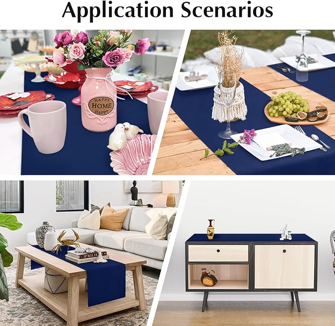 2 Pack Navy Blue Table Runner 12 x 72 Inch Solid Color Farmhouse Runners Coffee Table Dresser for Daily Party Home Decoration