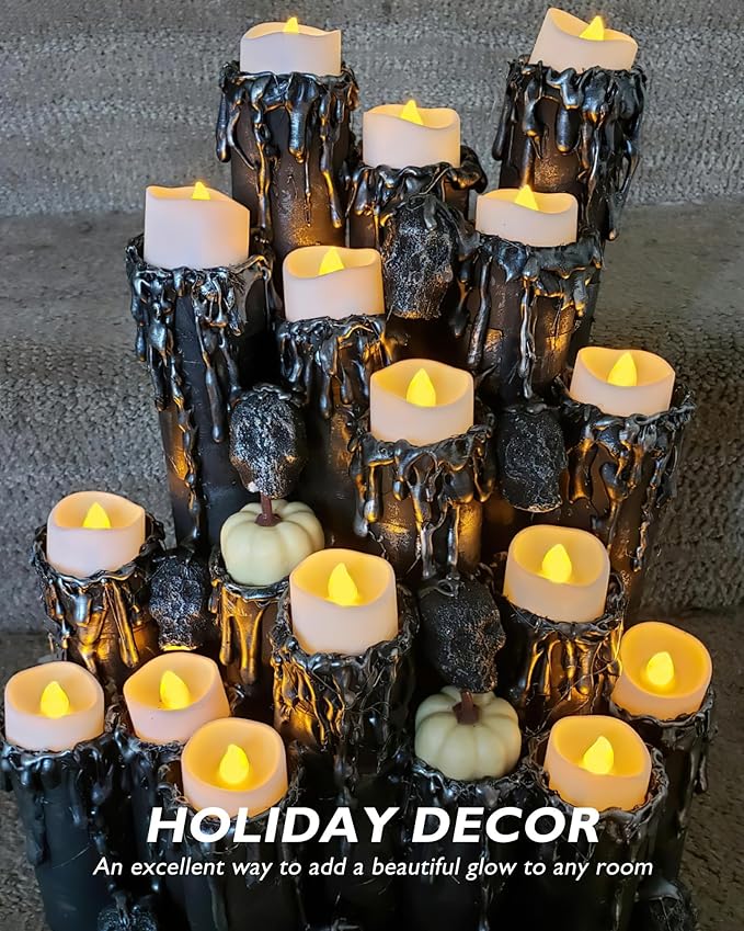 Homemory 72-Pack Novelty Flickering Flameless Tea Lights, 200+Hours Battery Operated, Fake Electric LED Votive Candles for Small Wedding Table Centerpieces, Proposals, Anniversaries
