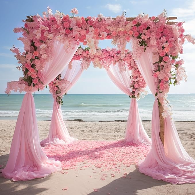 Wokceer Wedding Arch Draping Fabric 6 Panels 28.7" x 20FT Blush Pink Drapes Sheer Fabric Backdrop Arch Draping Fabric for Wedding Ceremony Birthday Party Bridal Shower Decoration