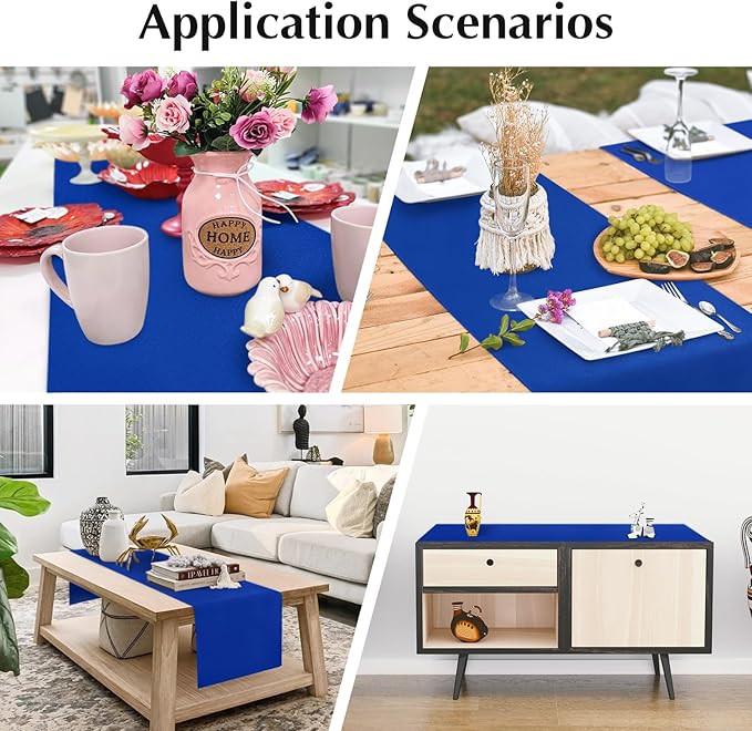 2 Pack Blue Small Short Table Runner 12 x 36 Inch Solid Color Runners Coffee Table Dresser for Daily Party Home Decoration