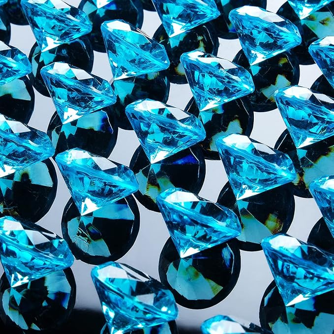 Acrylic Diamond Fake Gems Vase Filler, Babenest 240pcs 3/4 Inch Faux Diamonds Crystals Jewels for Table Scatters Wedding Party Event Arts & Crafts Birthday Decoration Favor (Baby Blue)