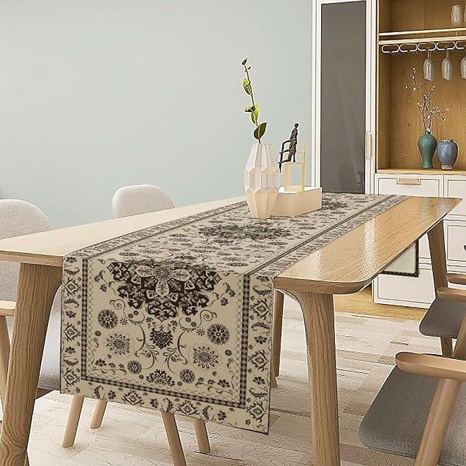 Boho Vintage Elegant Table Runner Farmhouse for Home Farmhouse Kitchen Table Dining Coffee Room Garden Party Wedding Decor 13x90in