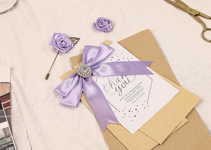 Lavender Satin Ribbon 1 inch X Continuous 100 Yards, Single Face Polyester Ribbon Perfect for Gift Wrapping, Flower Bouquet, Wedding Decor, Crafts, Bow Making, Sewing and More