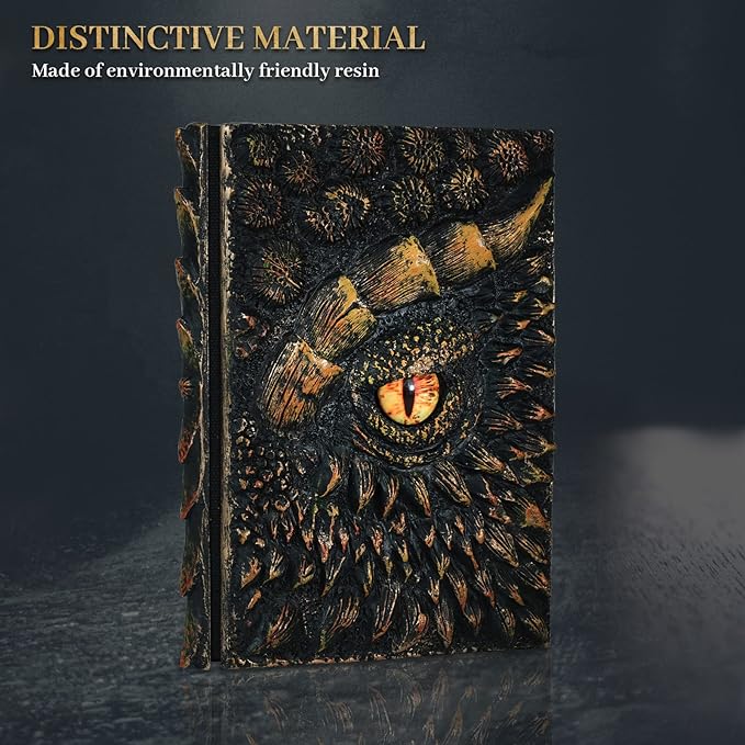 molshine A5 (7.3" x 5.1") 3D Dragon Embossed Journal,Resin Engraving Notebook,Retro Diary,100 Sheets Blank Paper,Hardcover Travel Notepad for Writing,Sketchbook,Collection,Gift,Decoration (Gold)
