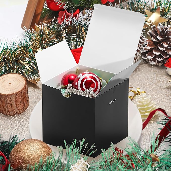 DOYIDE Small Gift Boxes, 20 Pack 5x5x5 Inch Black Elegant Paper Boxes with Ribbons, Crafting, Christmas Gift Box Wedding Party Favor, Cupcake, Candy, Bridesmaids Proposal Box