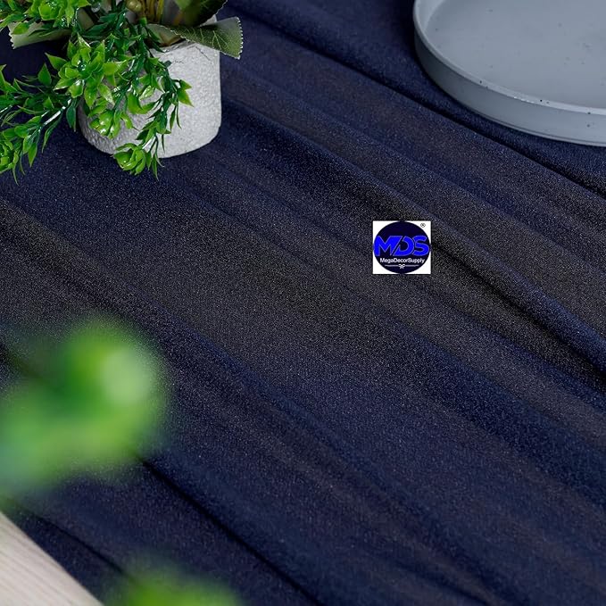 MDS 20 Pack 10ft Chiffon Table Runner 29 x 120 Inches Sheer Wedding Runner Romantic Rustic Table Runner for Wedding Decorations, Birthday Parties, Bridal Shower Party Arch Decor - Navy Blue