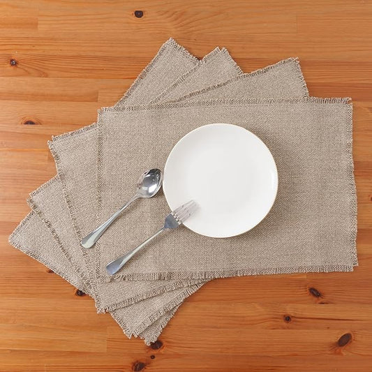 100% Pure Linen Placemats Set of 4 - 13 x 19 Inch Super Thick Noble Dining Table Place Mat for Wedding, Parties, Everyday, Holidays, Indoor Outdoor (4PCS, Linen)