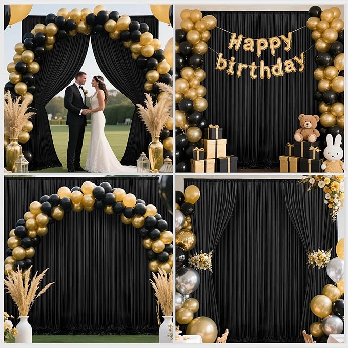 30x10ft Backdrop Curtains for Parties, 6 Panels 5x10ft Curtains Photography Drapes Rod Pocket Curtain Backdrop for Birthday Wedding Baby Shower Home Decor