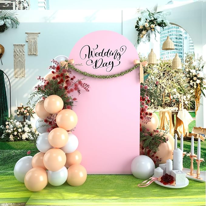 bricia Wedding Arch Backdrop Stand Cover, 6.6FT Double Sided Stretchy Arch Cover Fitted Wedding Birthday Party Banquet Decoration (Pink 79.2''Lx39.6''W)
