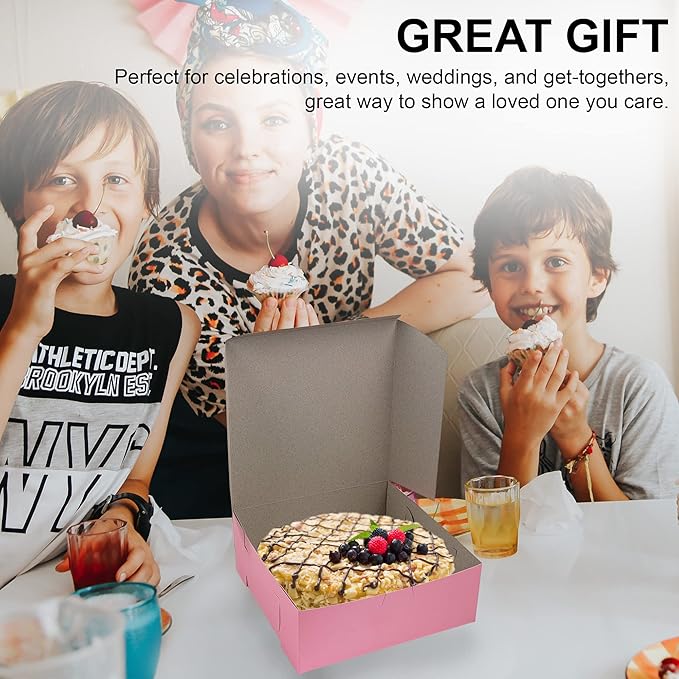MT Products Pink Cupcake Boxes 8" x 8" x 3" - Bakery Boxes No-Window (Pack of 15) - Made in the USA