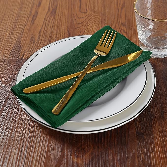 Cloth Napkins 20x20 inch Washable Polyester Dinner Napkins Soft Table Napkins for Wedding Party Dining Banquet(Hunter,50PCS)