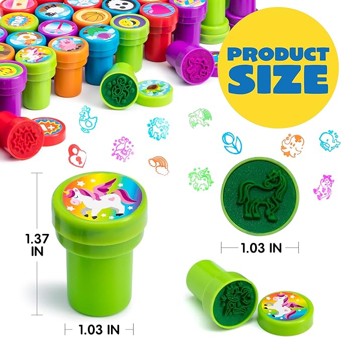 JOYIN 100 Pcs Assorted Stamps for Kids Self-Ink Stamps (50 Different Designs, Dinosaur, Zoo Safari Stampers) for Party Favor, Carnival Prizes, School, Easter Egg Stuffers, Halloween, Christmas