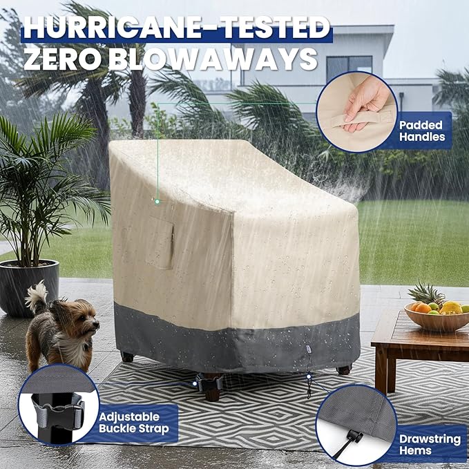 2 Pack Extra Heavy Duty Waterproof Patio Chair Covers for Outdoor / Swivel/ Rocking Chair - Medium Adirondack Chair Covers with Air Vent, 30"W x 34"D x 38.5"H