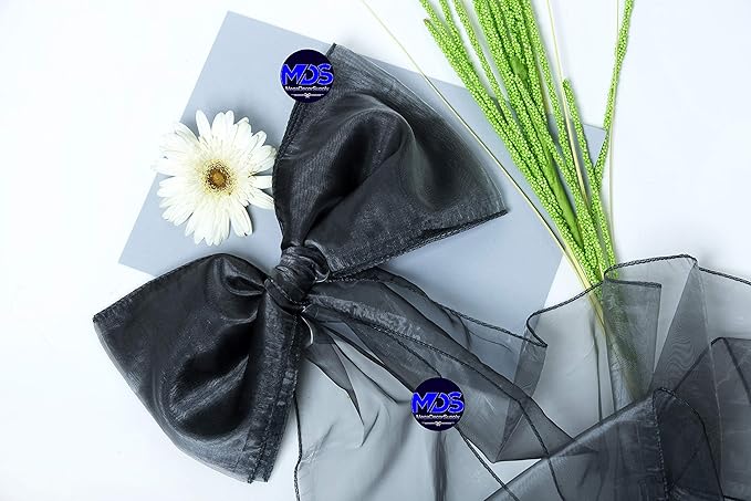 MDS Pack of 50 PCS Organza Chair Sashes Wider Dining Chair Bows Ribbon Tie Back for Wedding Party Birthday Bridal Shower Reception Event Banquet Home Chair Cover Decoration - Silver Gray