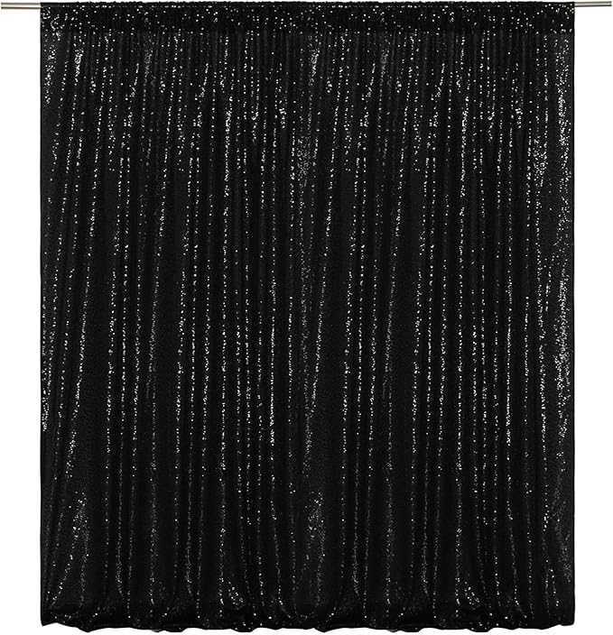 Poise3EHome 4x8ft Black Sequin Backdrop, Upgrade Shimmer Backdrop for Halloween Decor, Party Photo Booths, and Event Decorations