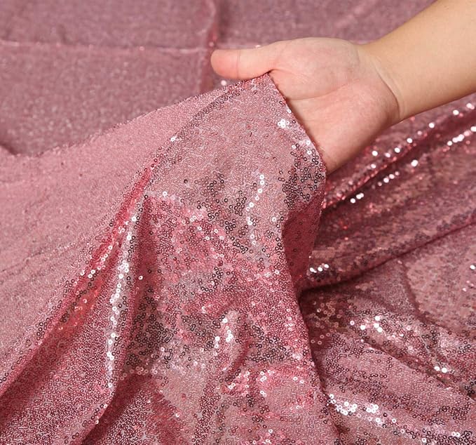 SquarePie Sequin Tablecloth 90 x 132 Inch Fuchsia Pink Sparkly Table Linen for Wedding Party