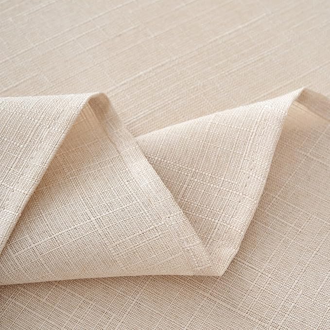 NLMUVW Linen Tablecloth for Rectangle Table - Textured Table Cloth Water Resistant Farmhouse Burlap for Kitchen Dining Café,Champagne, 54 x 108 Inch