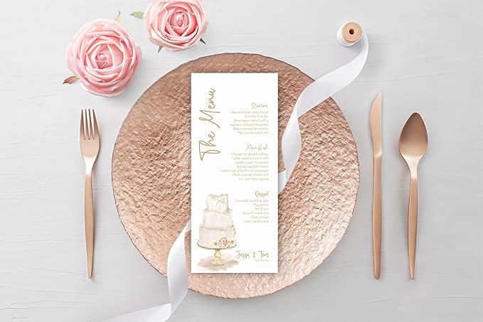 Personalized Printed Wedding Menu, Set of 25 Wedding Menu, Modern Wedding Menu, Simple Menu, Wedding Menu Cards, Dinner Menu Card, Birthday, Shower, Quinceanera, Party, Made in USA