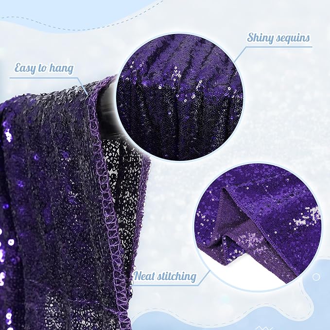 PartyDelight Sequin Backdrop Purple 6FTx6FT Wedding Curtain Special Events Party