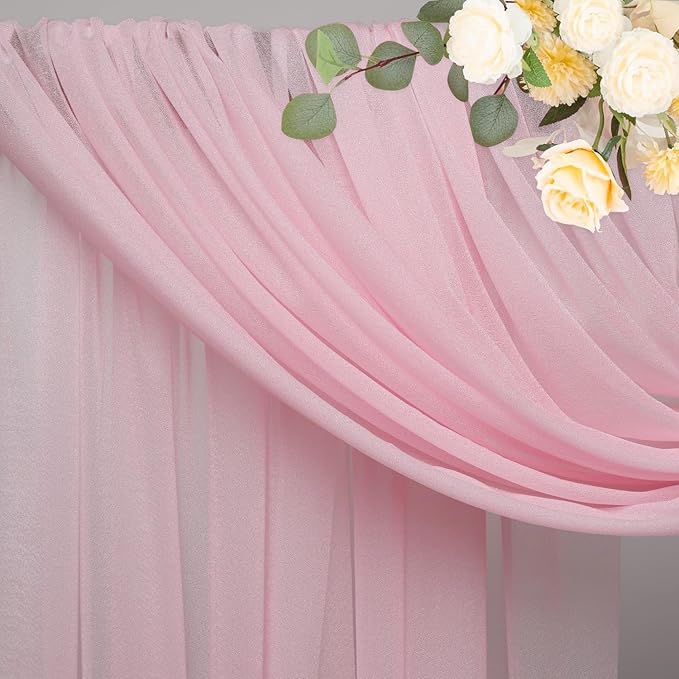 Wokceer Wedding Arch Draping 2 Panels 28.7" x 20FT Blush Pink Sheer Fabric Backdrop for Ceremony, Birthday Party, Bridal Shower Decoration