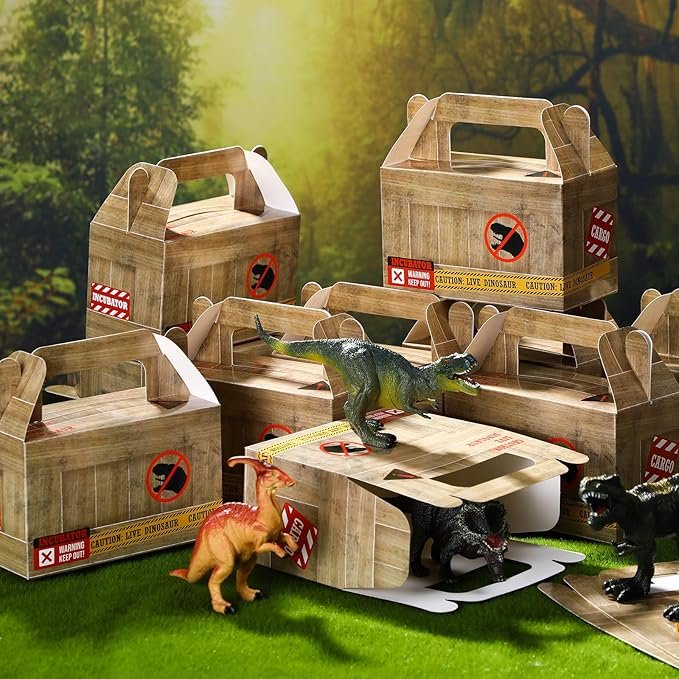 Bucherry 24 Pcs Dinosaur Treat Boxes Dino Party Favor Boxes Candy Goodie Gift Containers for Dinosaur Birthday Decorations Dino Birthday Party Supplies Baby Shower Decorations