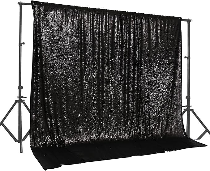PartyDelight Black Sequin Backdrop 20Ft x10 Ft Photography Curtain Special Events Party