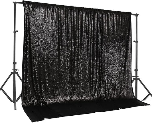 PartyDelight Black Sequin Backdrop 20Ft x10 Ft Photography Curtain Special Events Party