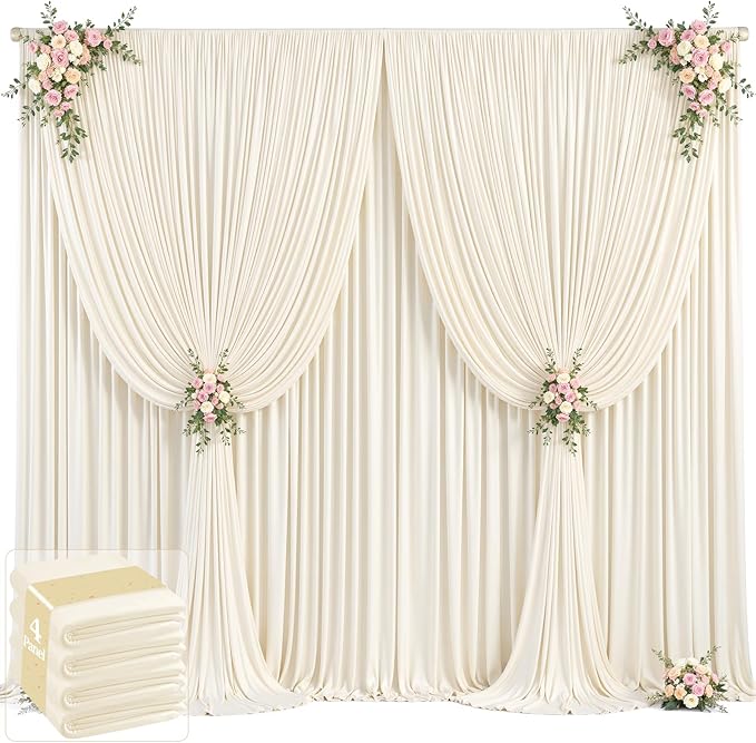 20ft x 12ft Champagne Backdrop Curtains Wrinkle Free Backdrop Curtain for Wedding Parties Fabric Backdrops Drapes Back Drop Cloth Bridal Shower Stage Curtains Wedding Decorations for Reception