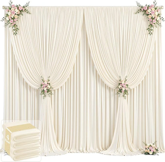 20ft x 12ft Champagne Backdrop Curtains Wrinkle Free Backdrop Curtain for Wedding Parties Fabric Backdrops Drapes Back Drop Cloth Bridal Shower Stage Curtains Wedding Decorations for Reception