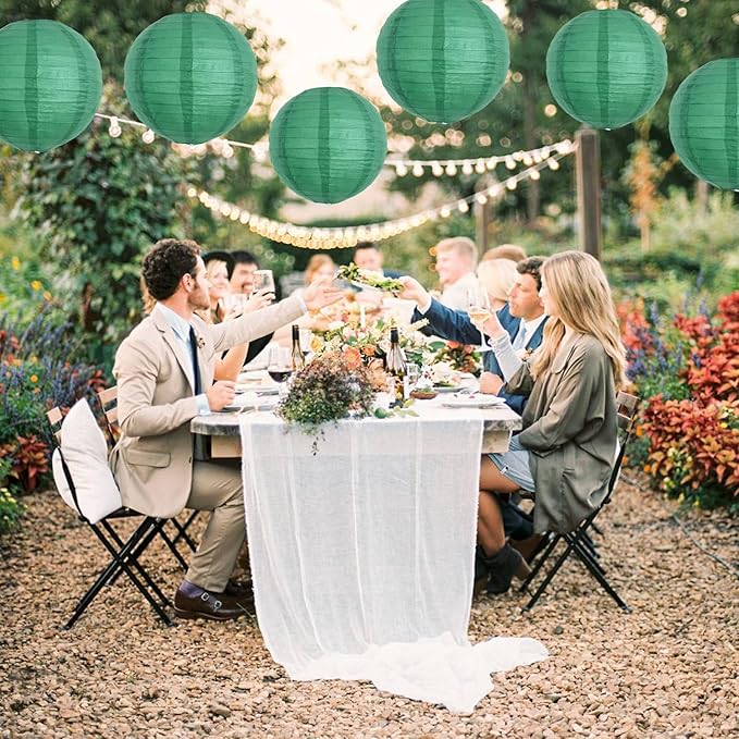 BEISHIDA 12-Inch Green Round Paper Lanterns Hanging Decorative Chinese Paper Lanterns Lamp for Birthday Wedding Party Irish Party Saint Patricks Day Decoration and Baby Bridal Shower（6 Packs）