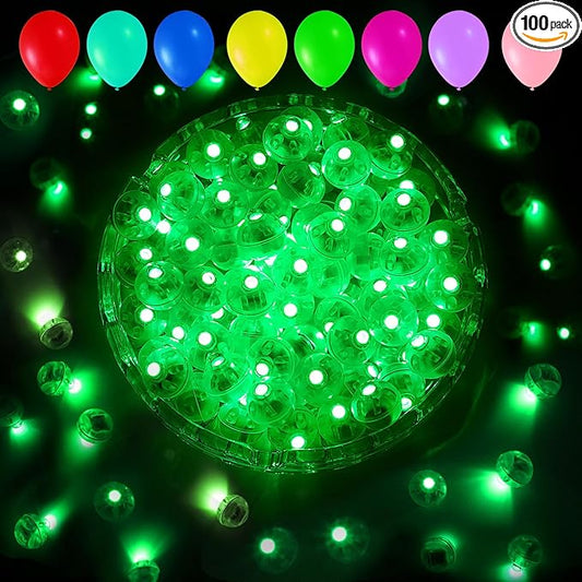 Aogist 100pcs Balloon Lights,Long Standby Time Waterproof Twinkle Mini Light,Battery Powered,Round LED Ball Lamp for Balloon Paper Lantern Party Wedding Christmas Halloween Decorative,Green-Flash