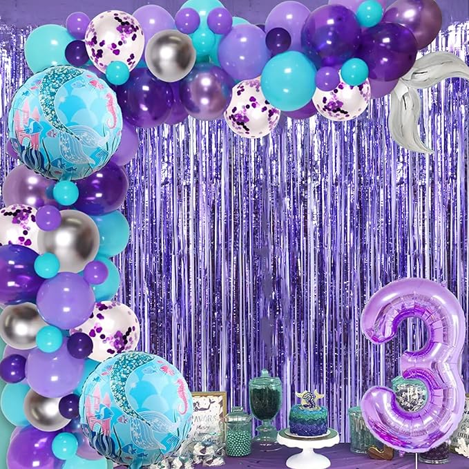 TONIFUL 3Pcs Light Purple Door Streamers Purple Photo Booth Backdrop Metallic Streamers Foil Fringe Curtains for Birthday,Christmas,New Year,Bachelorette,Grad Party Streamers Decor(9.9ft x 6.6ft)