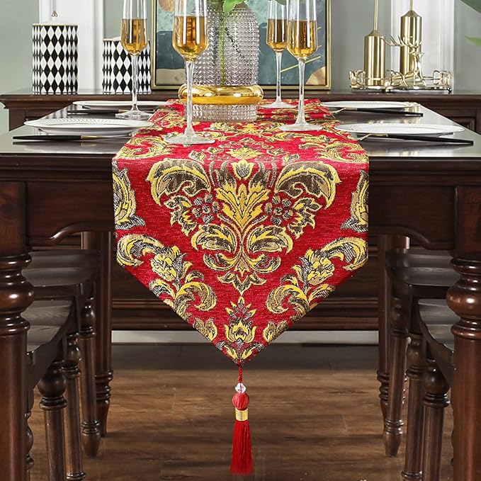 Christmas Red Chenille Table Runner for Center Decoration(13x60inch)