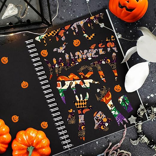 16 Rolls Halloween Washi Tape Holiday Masking Tape Stickers Glod Foil Decorative Tape for Scrapbook Journal DIY Craft Gift Wrapping（Halloween