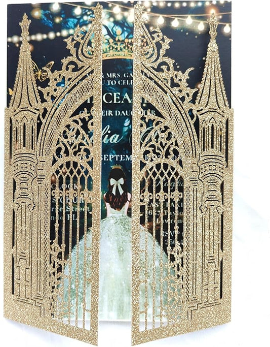 20PCS Laser Cut Wedding Invitations,Wedding Invitation Card Pocket,Quince Invites,Sweet 16 Invitations,Quinceanera Invitations,Laser Cut Invitations For All Occasions