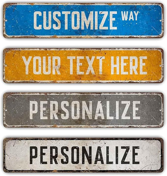 Custom Signs Outdoor Metal, Personalized Street Sign for Home Bar Wall Decor, Indoor/Outdoor Use, Fade Resistant .040 Aluminum 4x18 Inches