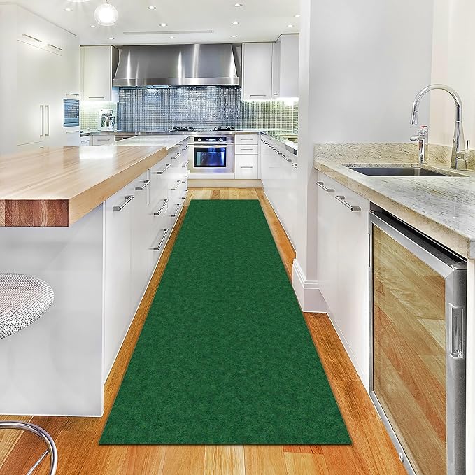 Ottomanson 2'7" x 19' Hallway Runner with Scraper Pile - Extra Durable Non-Slip Rug Mat for Indoor & Outdoor Use - Ideal for Kitchen, Entryway & Garage - High-Traffic Carpet, Green