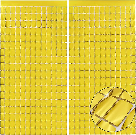 PADELO Gold Shimmer Wall Backdrop, Square Backdrop Curtain, 2Pcs 3.3x6.6 Feet Gold Streamer Backdrop for Party Decorations