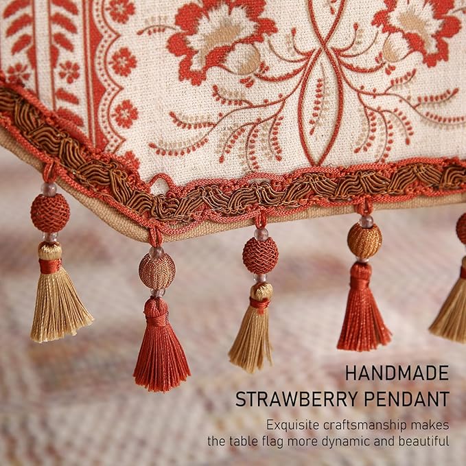 ISAENNE Designer Vintage Linen Table Runner 102 Inches Long,Red Floral Pattern Modern Decor Table Runners for Dining Tables,Thanksgiving,Kitchen Tables,Christmas,Banquet,12"*102"-Chamonix A