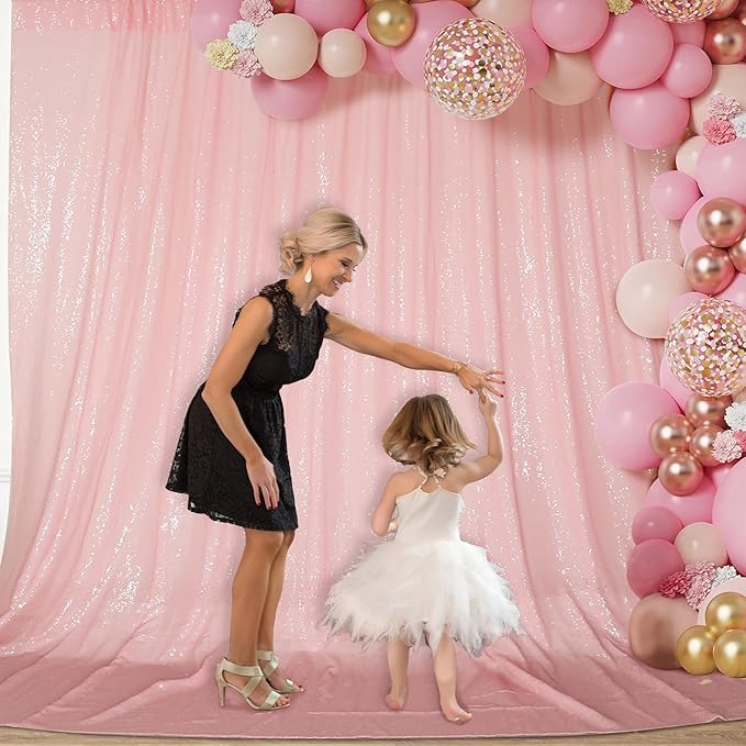 PartyDelight Sequin Backdrop Pink 6FTx7FT Wedding Curtain Special Events Party