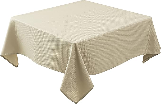 Biscaynebay Textured Fabric Square Tablecloths 54x54 Inches, Natural Water Resistant Spill Proof Table Cloth Washable Small Card Folding Table Covers for Dining, Kitchen, Wedding and Parties