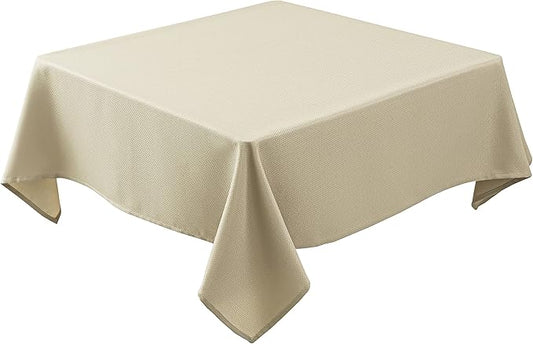 Biscaynebay Textured Fabric Square Tablecloths 54x54 Inches, Natural Water Resistant Spill Proof Table Cloth Washable Small Card Folding Table Covers for Dining, Kitchen, Wedding and Parties