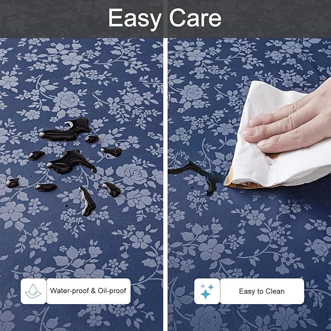 Smiry Rectangle Table Cloth, Waterproof Heavy Duty Vinyl Tablecloths, Wipeable Washable Table Cover for Kitchen and Dining Room (Navy Blue, 54" X 120")